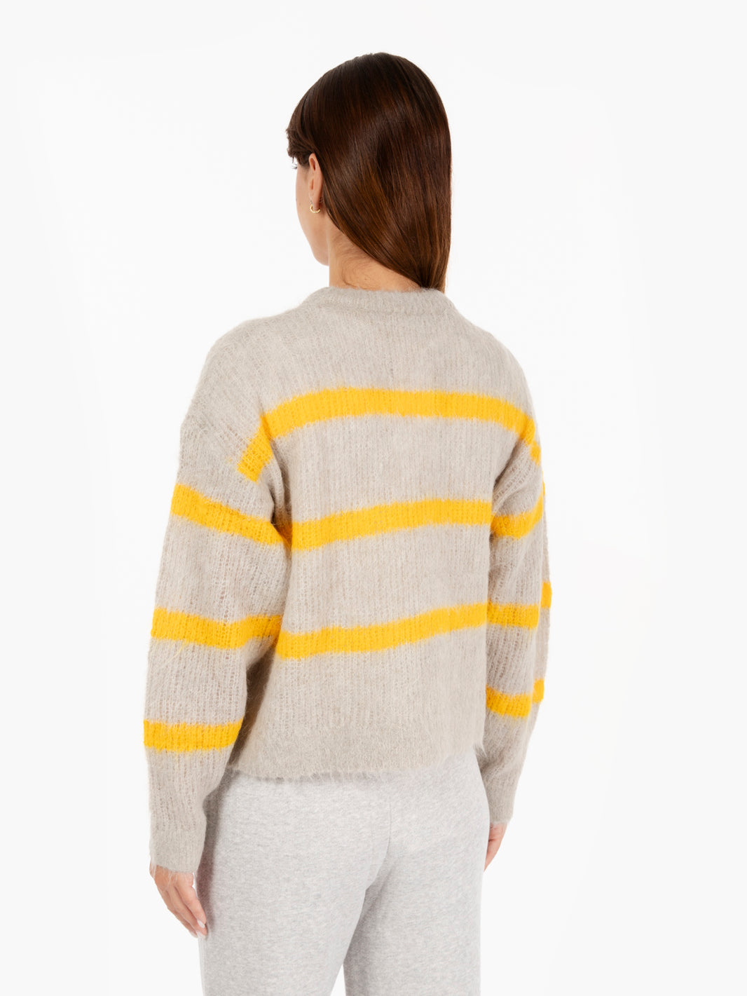 Maglione a righe in alpaca giallo / grigio