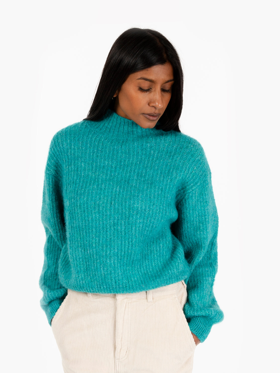 Aquamarine half-neck sweater