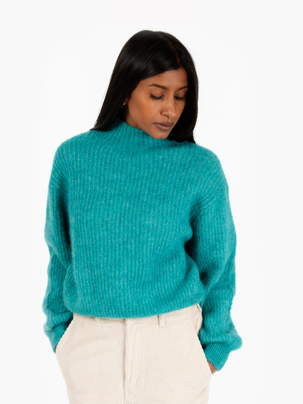 Aquamarine half-neck sweater