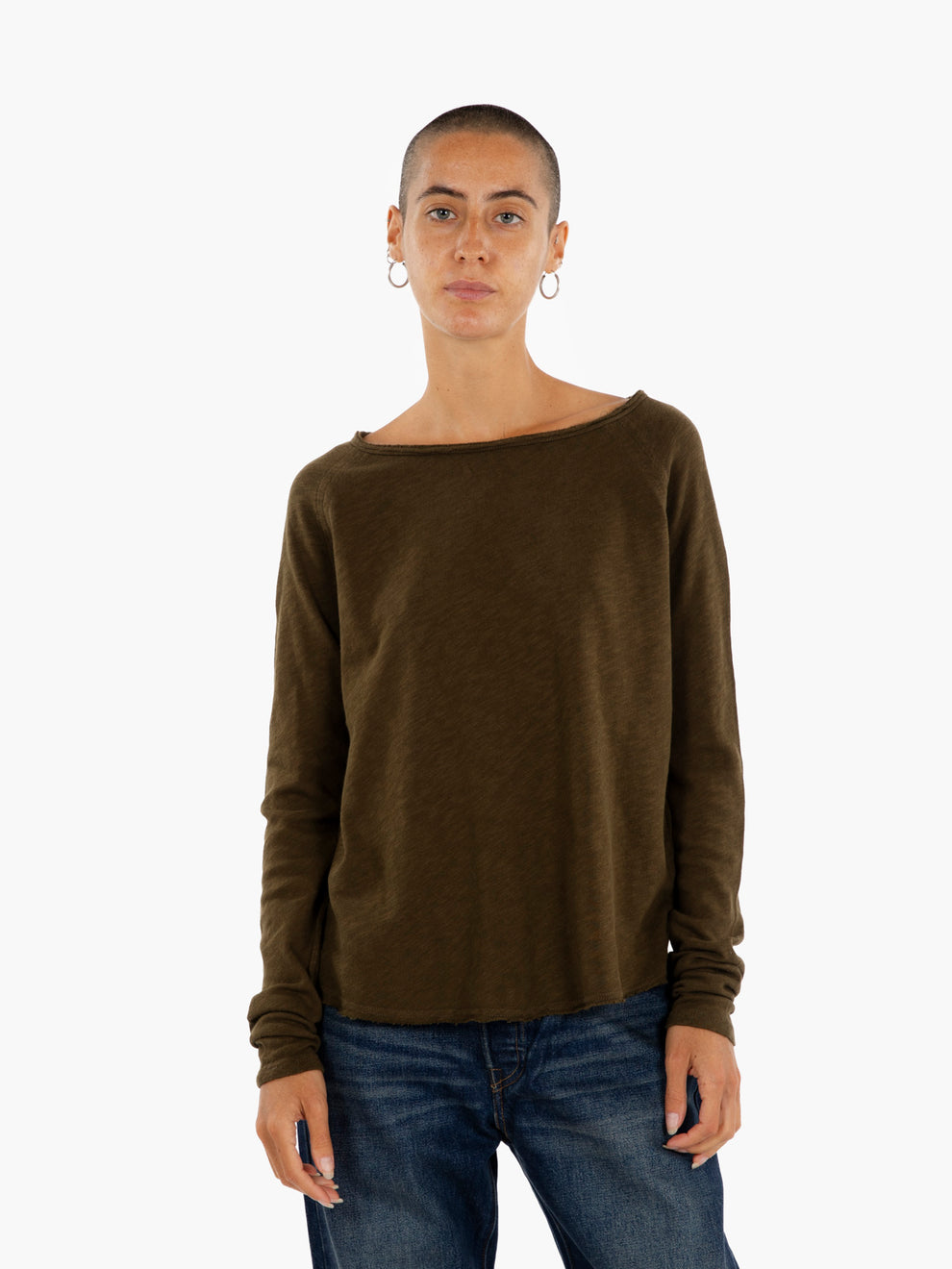T-shirt in maglia raglan verde