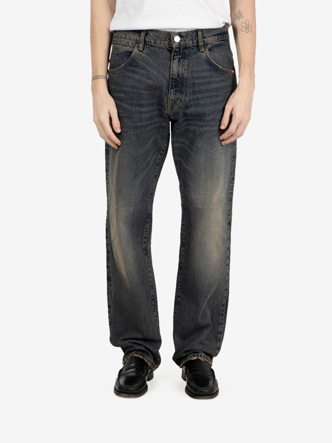 James denim over floor red