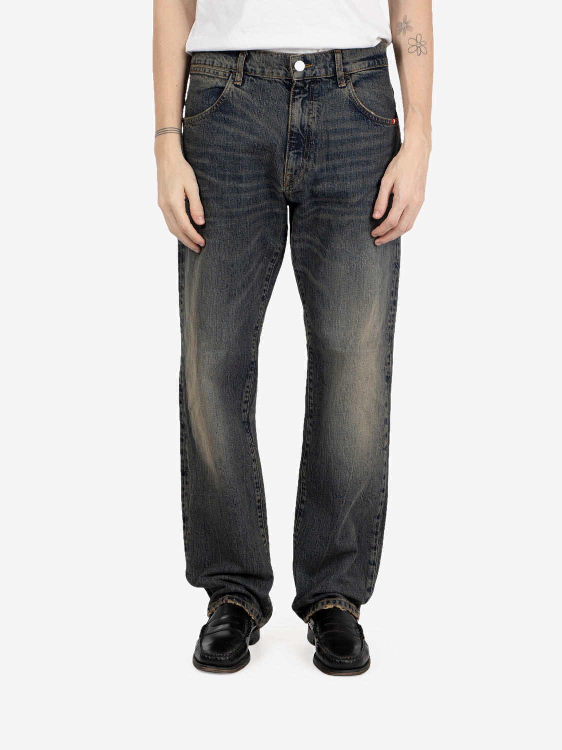 James denim over floor red