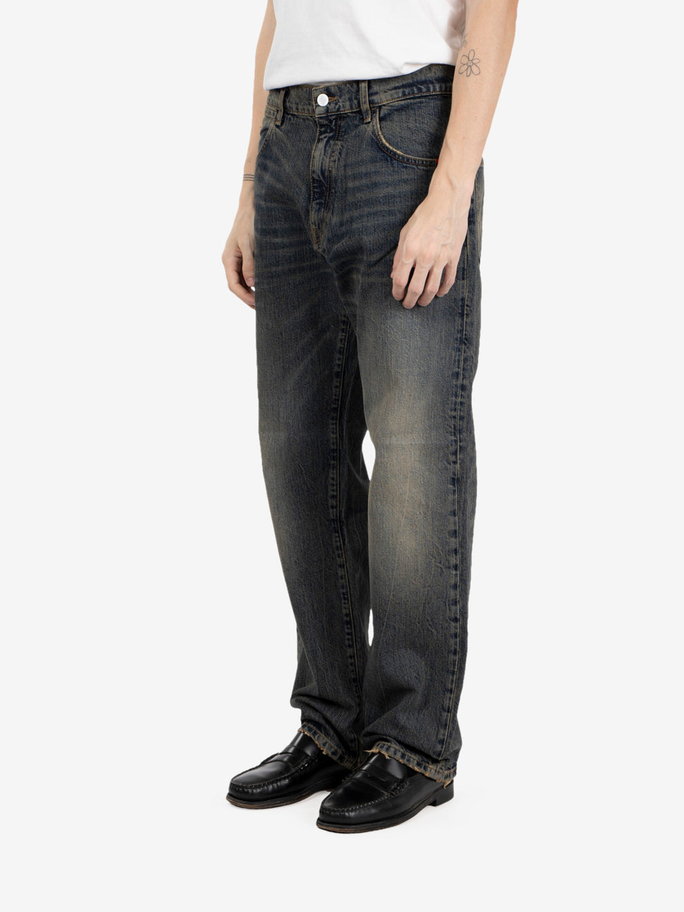 James denim over floor red