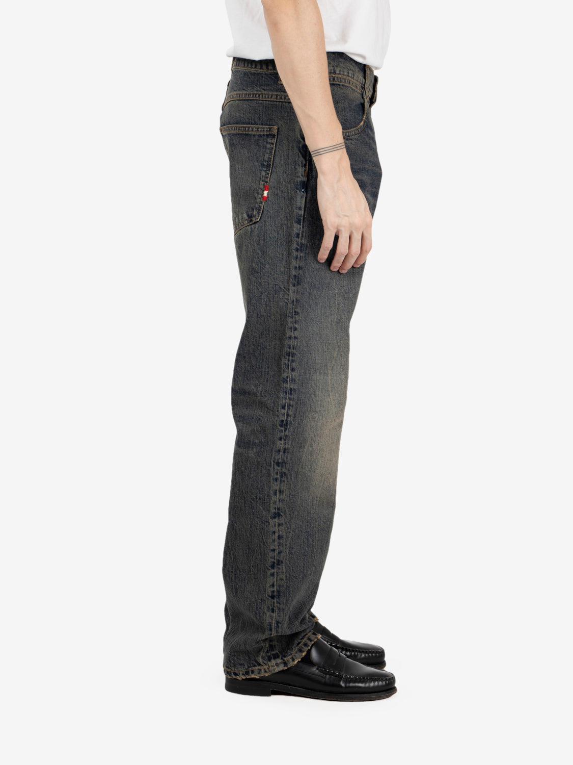James denim over floor red