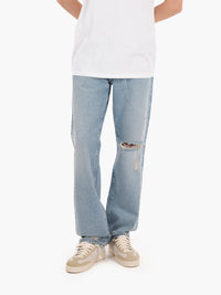 Real worn light denim jeans