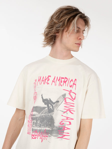 T-shirt jersey Punk Surf  off white / pink