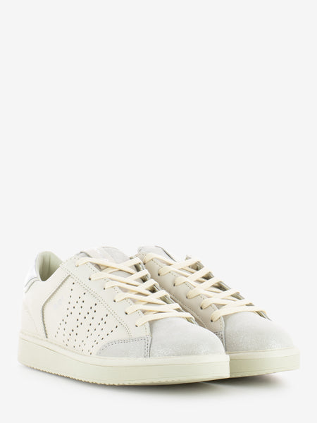 P01 lace-up leather lurex ivory / silver