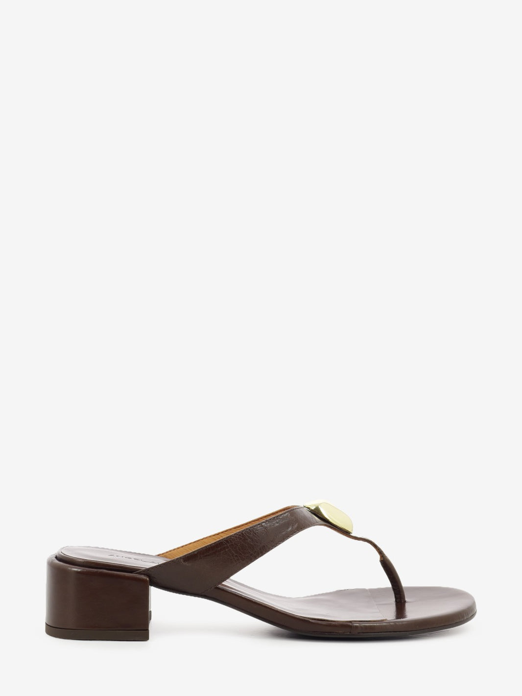 Coffee leather thong sandal