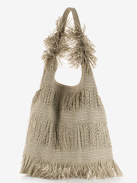 Borsa shopping Picasso sfrangiata beige