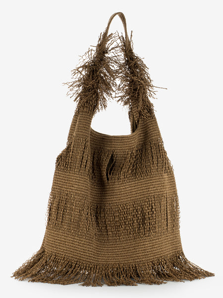 Borsa shopping Picasso sfrangiata marrone