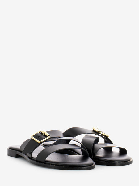 Ciabatta con fibbie nero