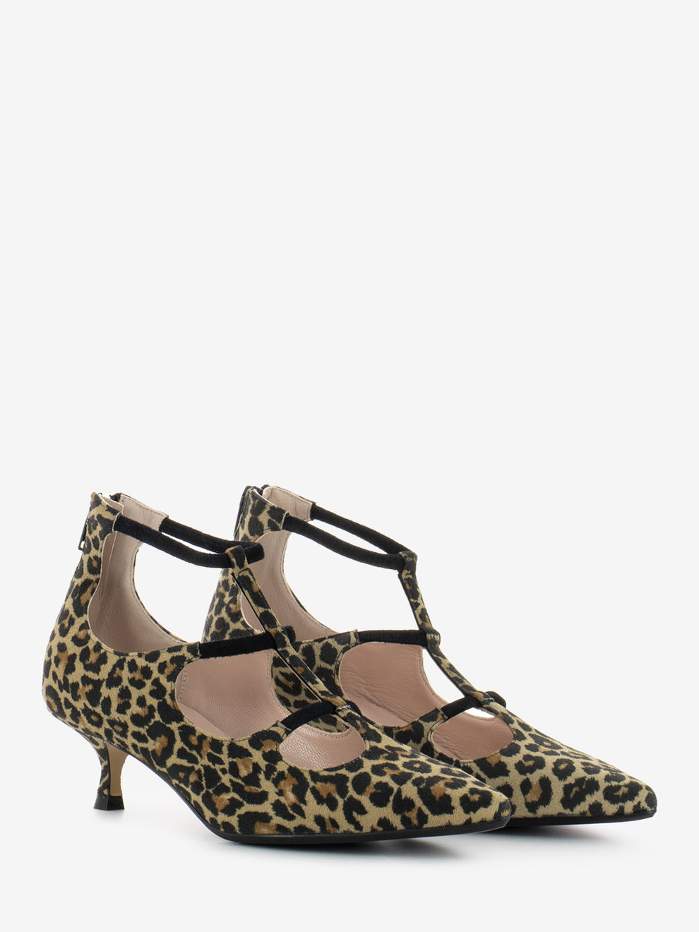 Scarpe con tacco e cinturini maculato