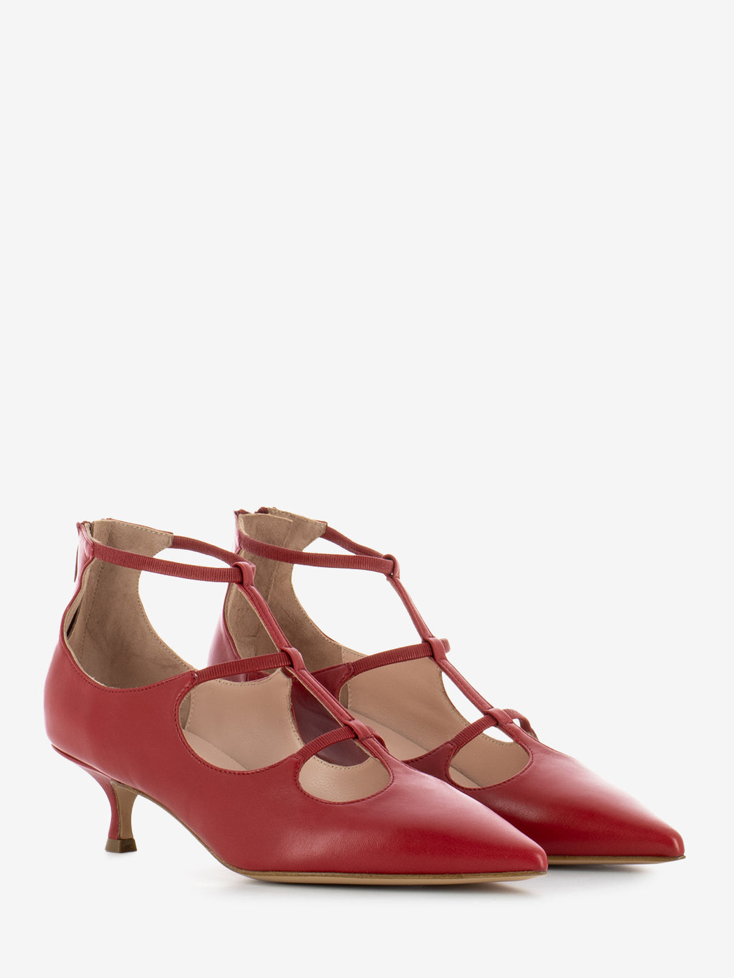 Scarpe con tacco in nappa rosse