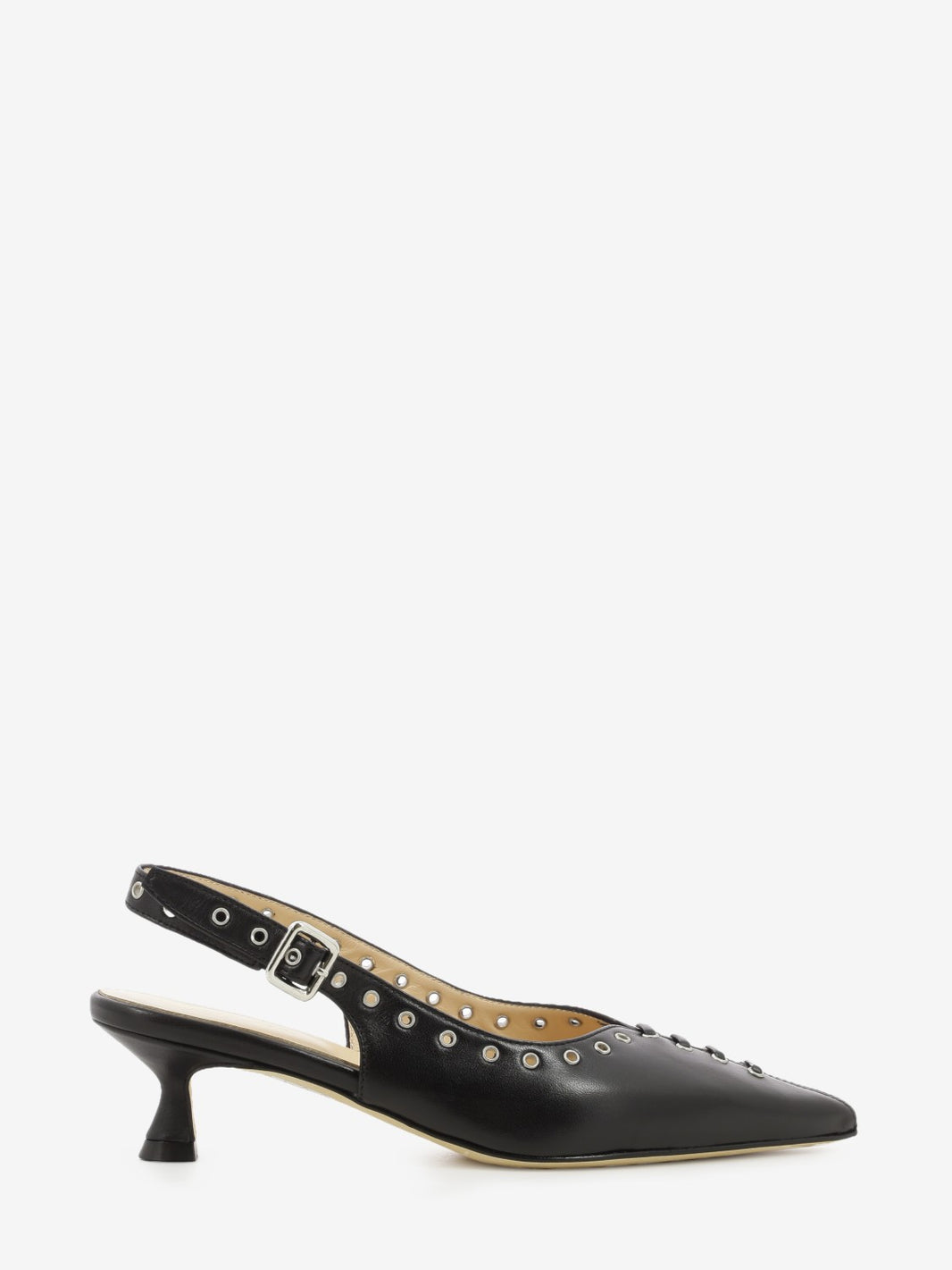 Slingback in pelle con borchie nera
