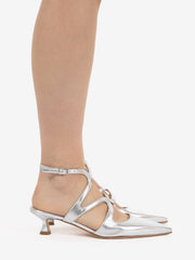 ANNA F. - Slingback in pelle laminata argento