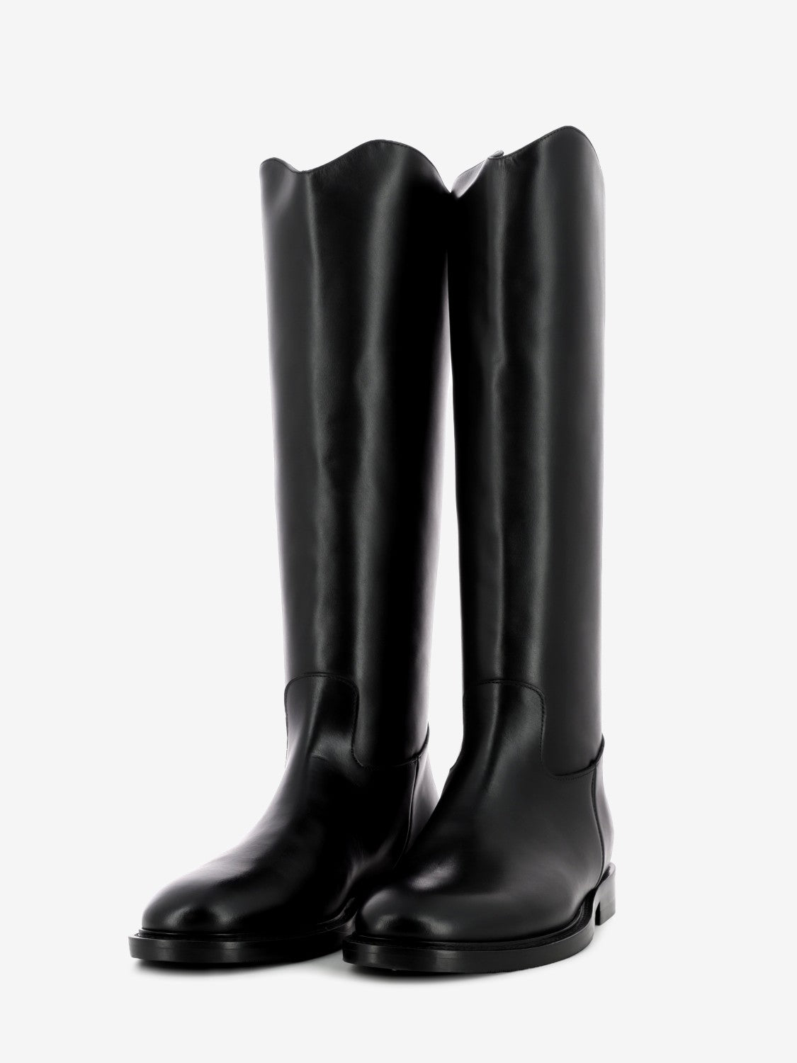 Black zip-up high boots