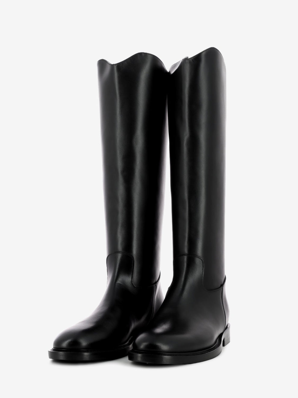Black zip-up high boots