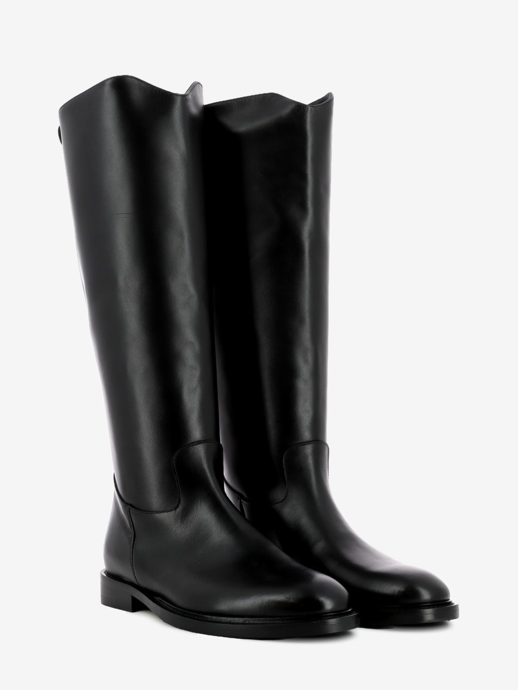 Black zip-up high boots