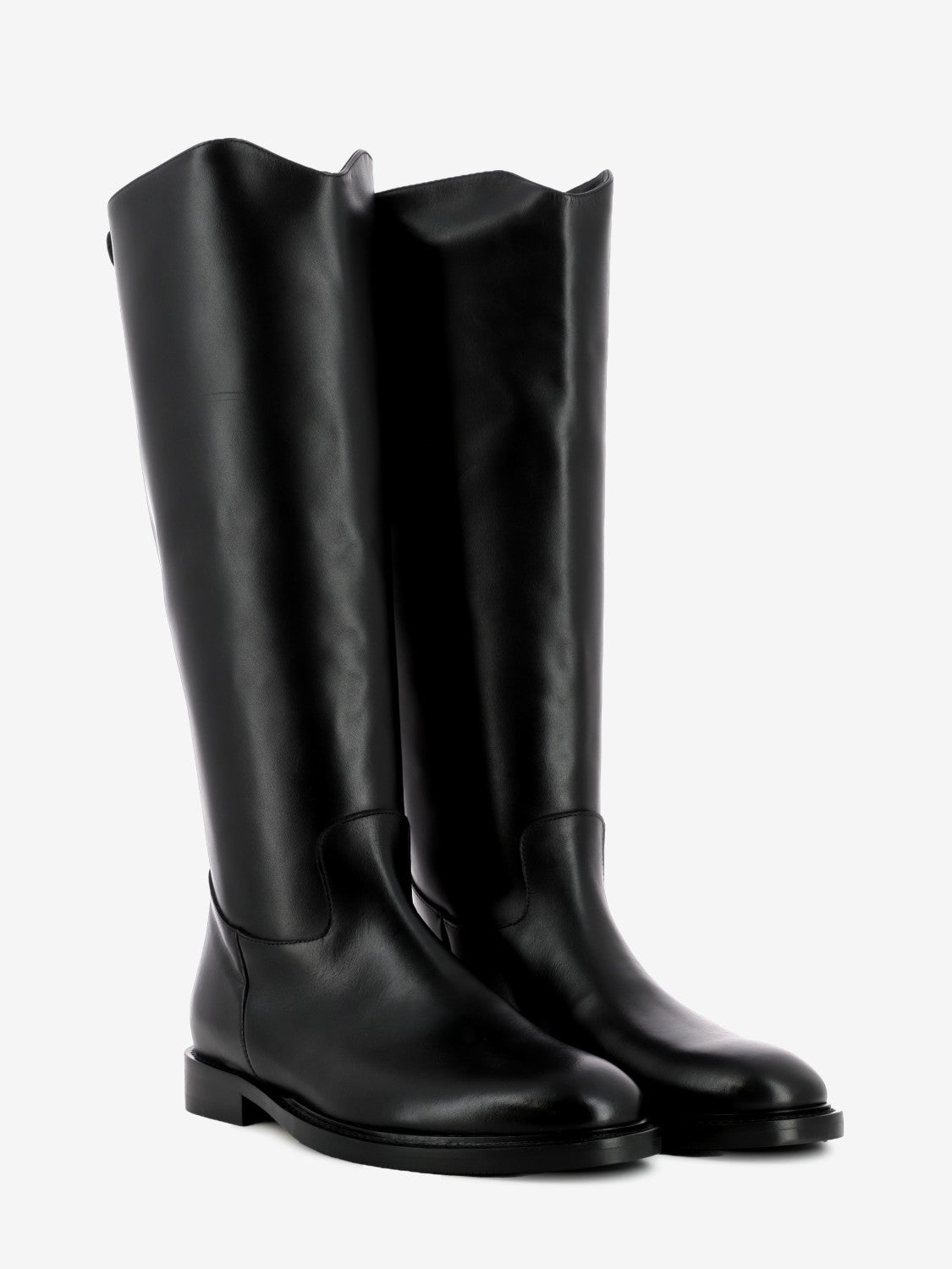 Black zip-up high boots