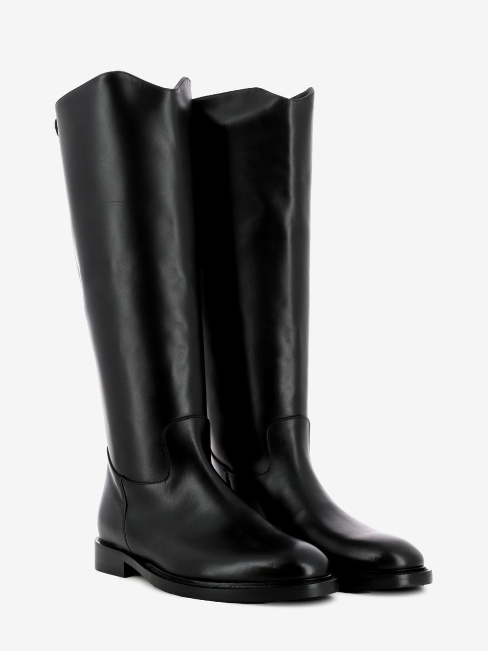 Black zip-up high boots