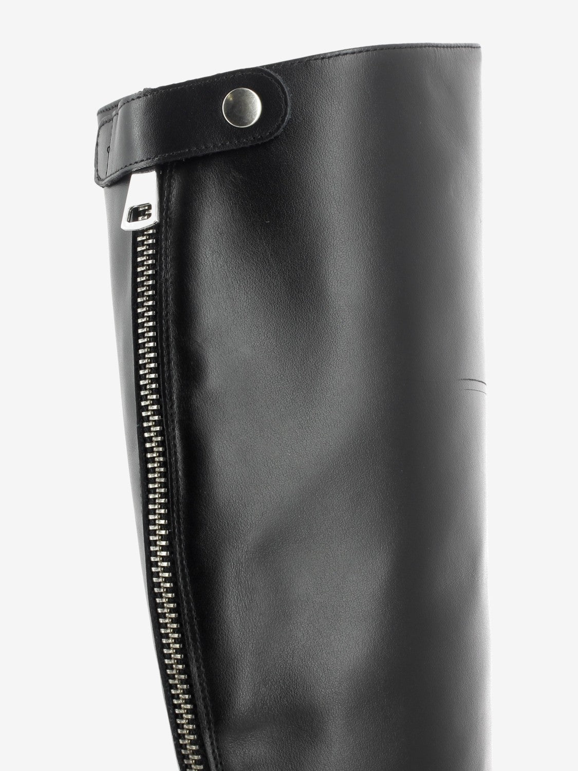 Black zip-up high boots