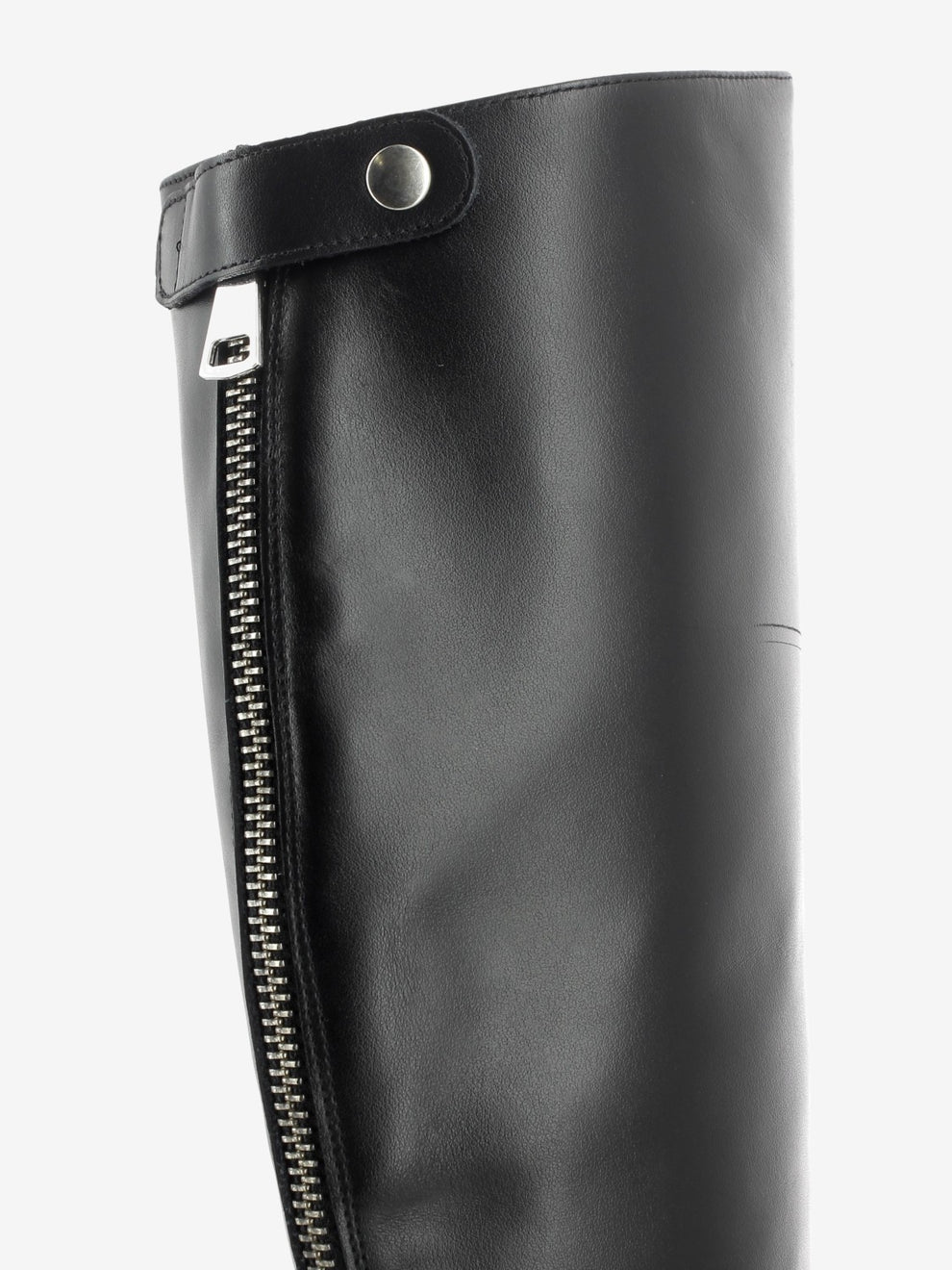 Black zip-up high boots