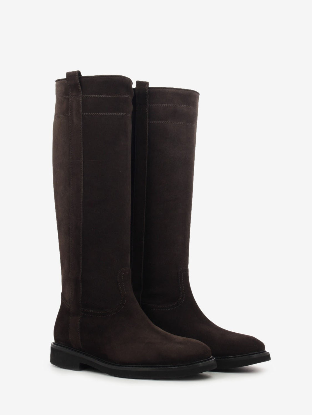 Velour suede boots in dark brown