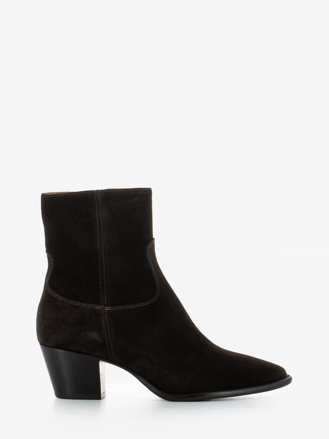 Dark brown velour camperos ankle boots