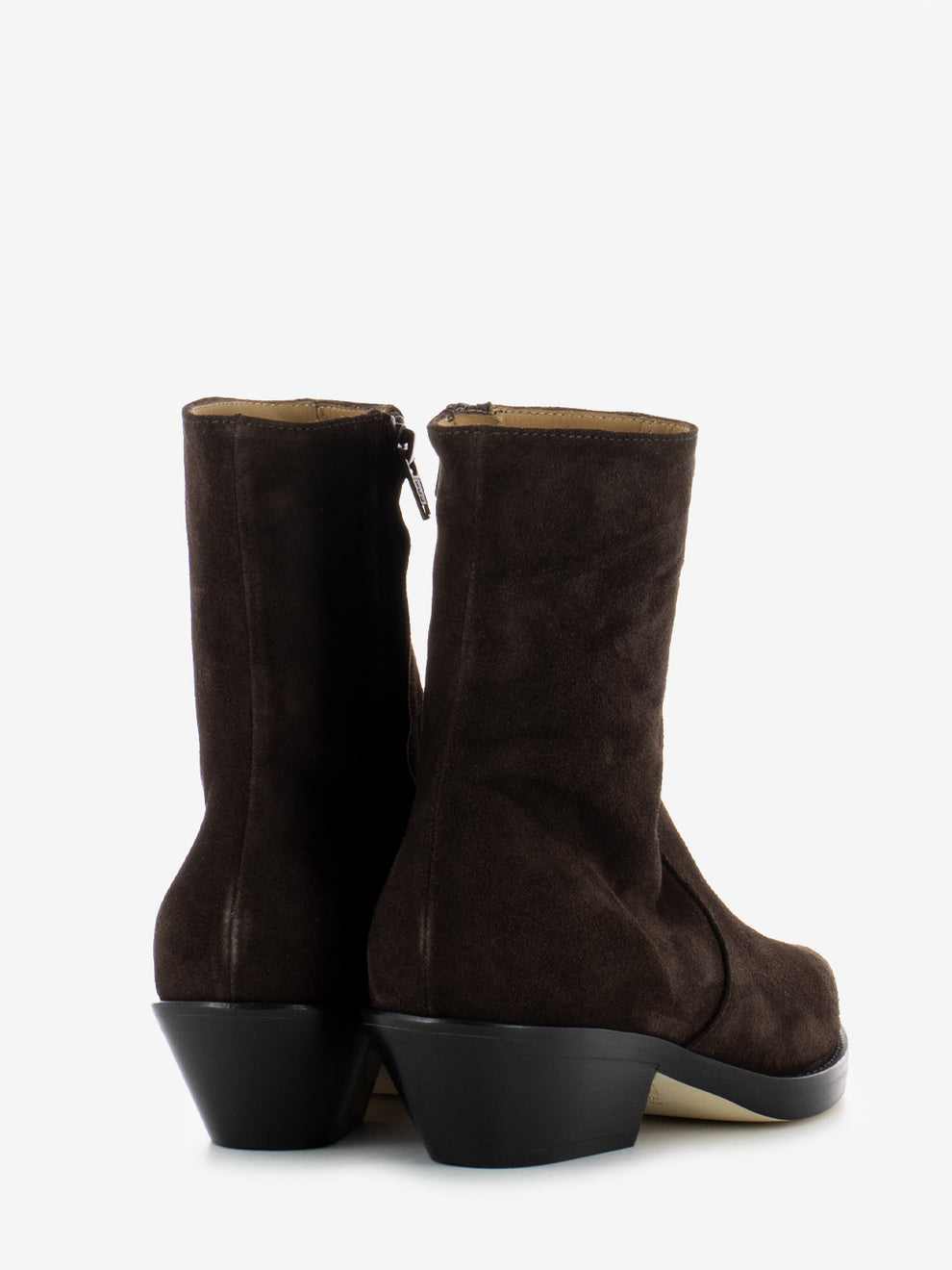 Dark brown suede Texan ankle boots