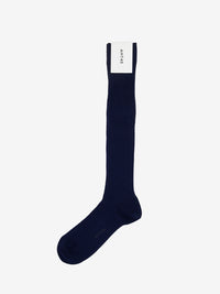 Navy cotton ribbed long socks