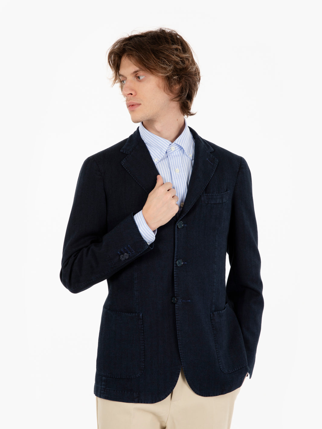 Blue herringbone cotton jacket