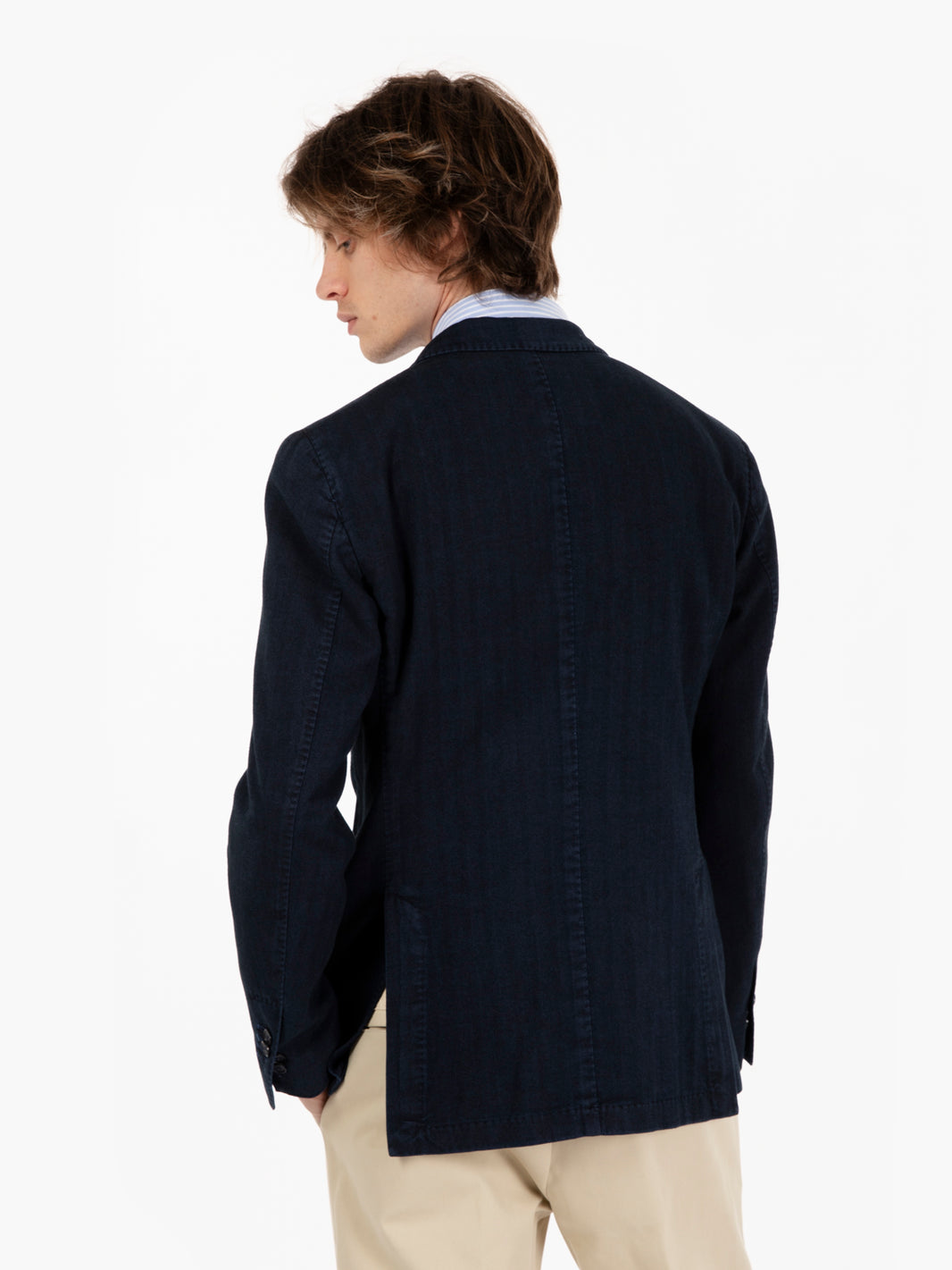 Blue herringbone cotton jacket