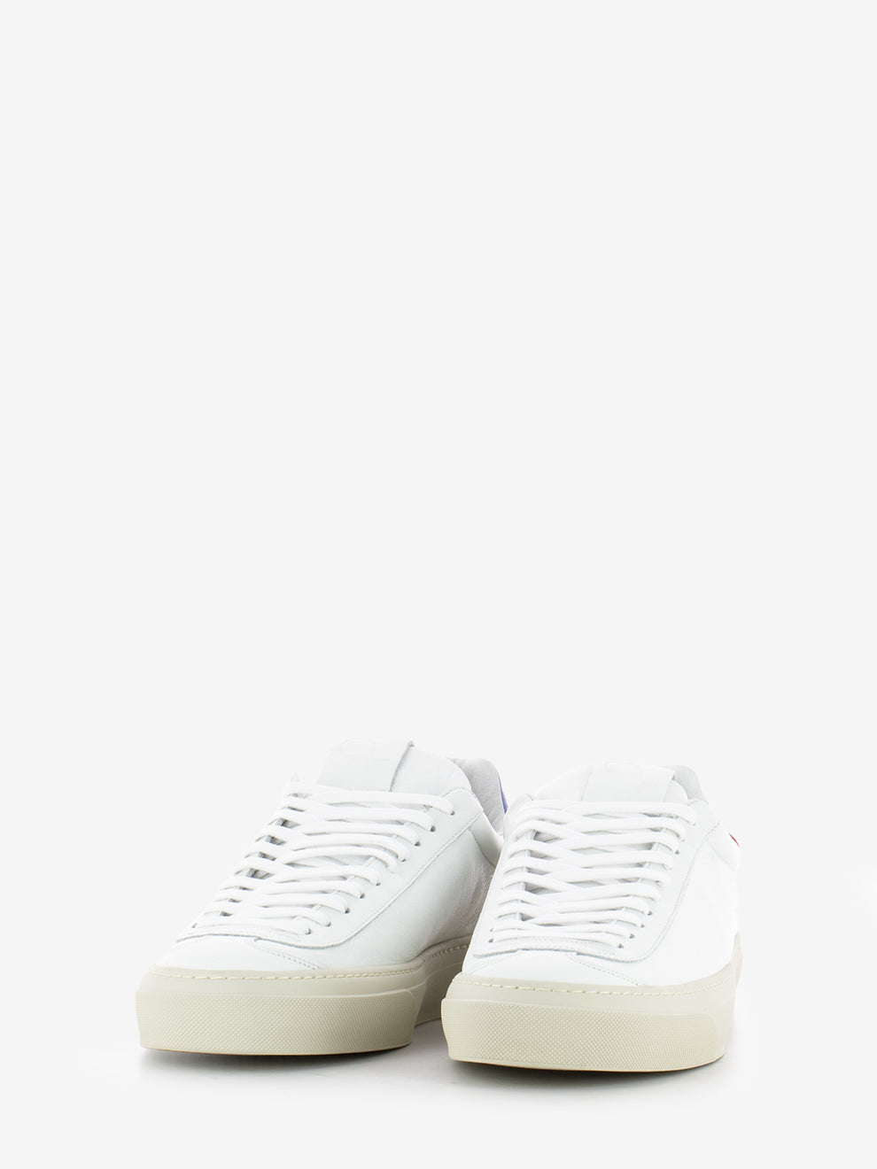Sneakers in leather avio / red