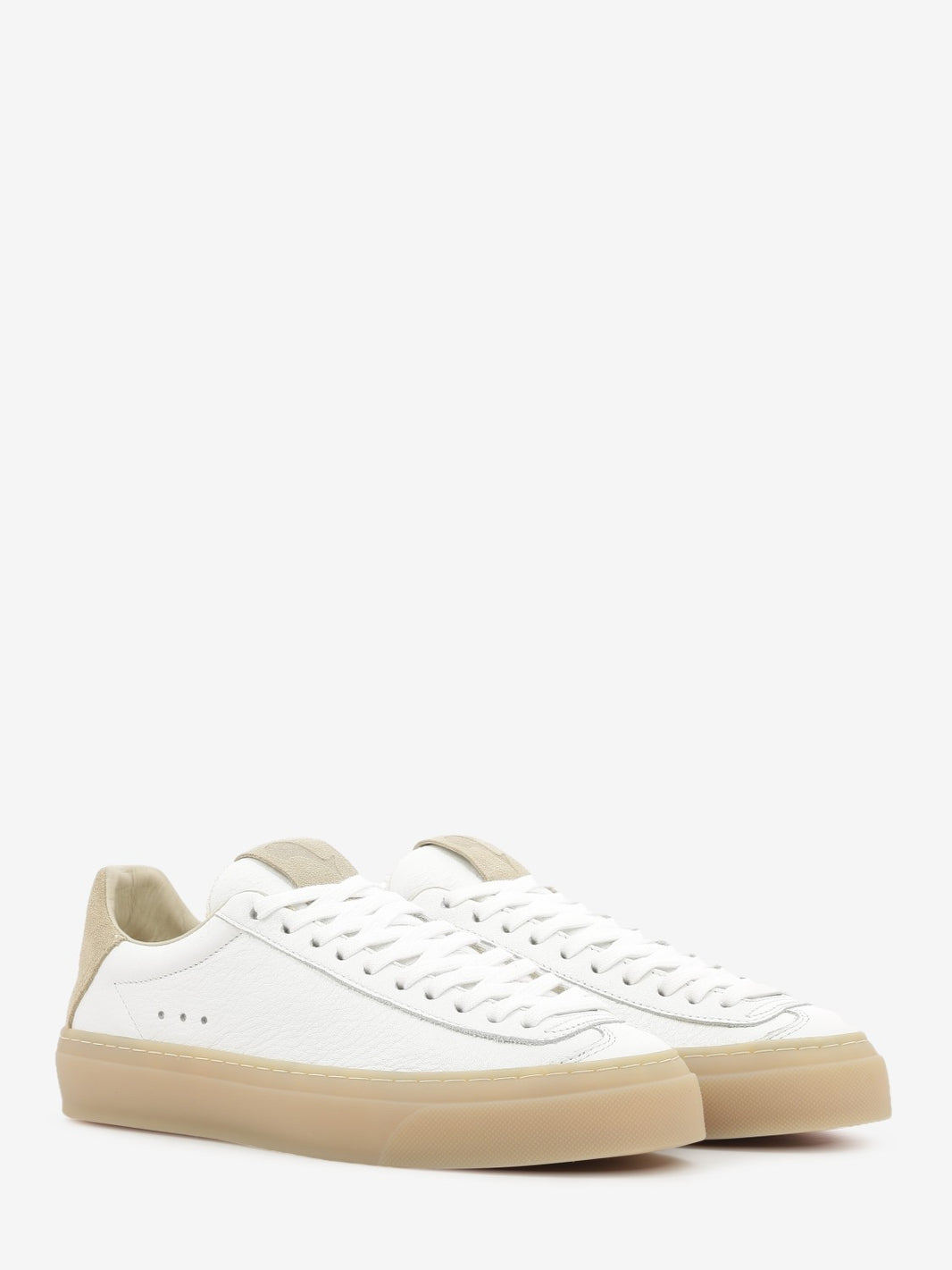 White / light honey leather sneakers
