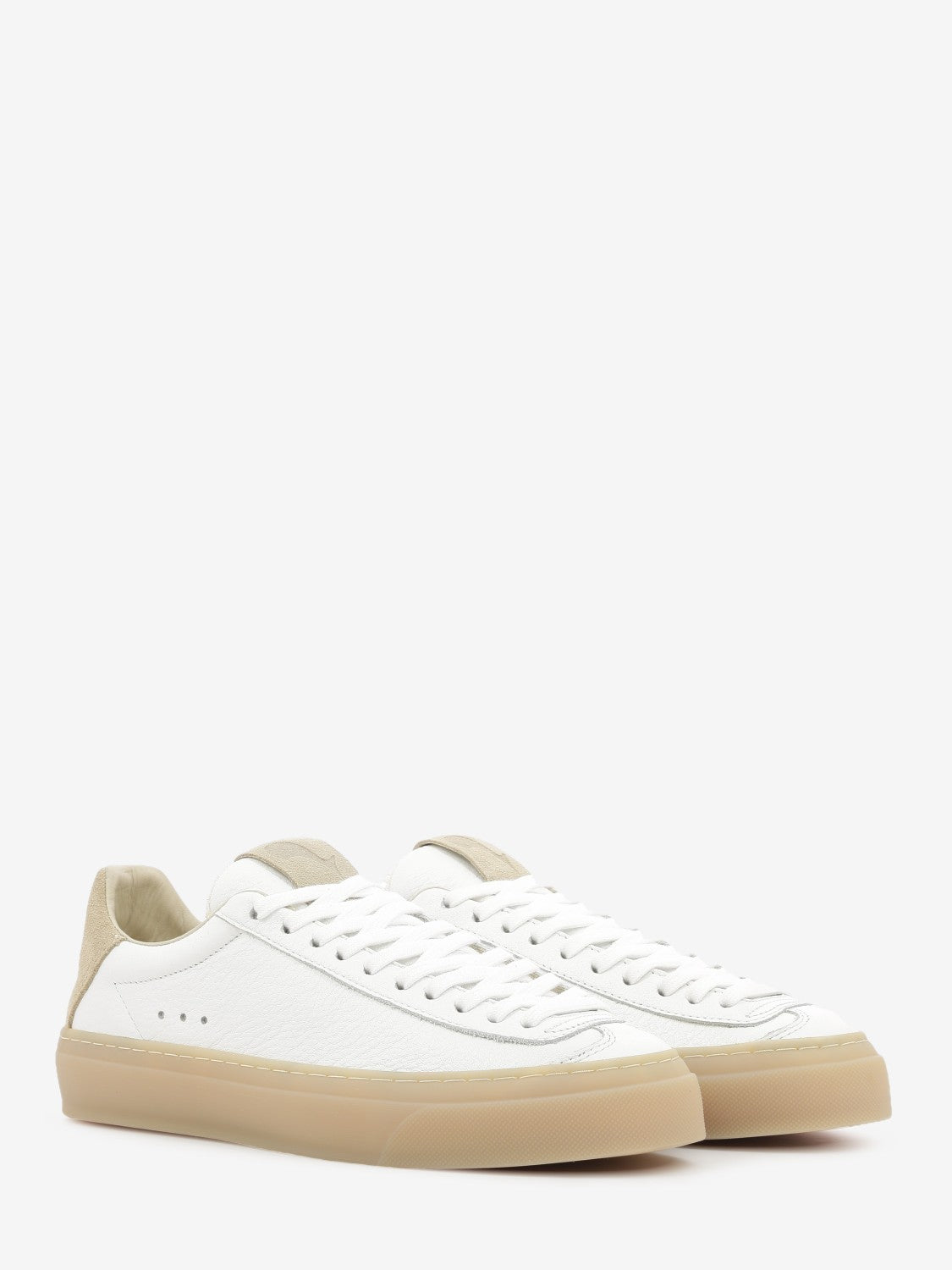 White / light honey leather sneakers