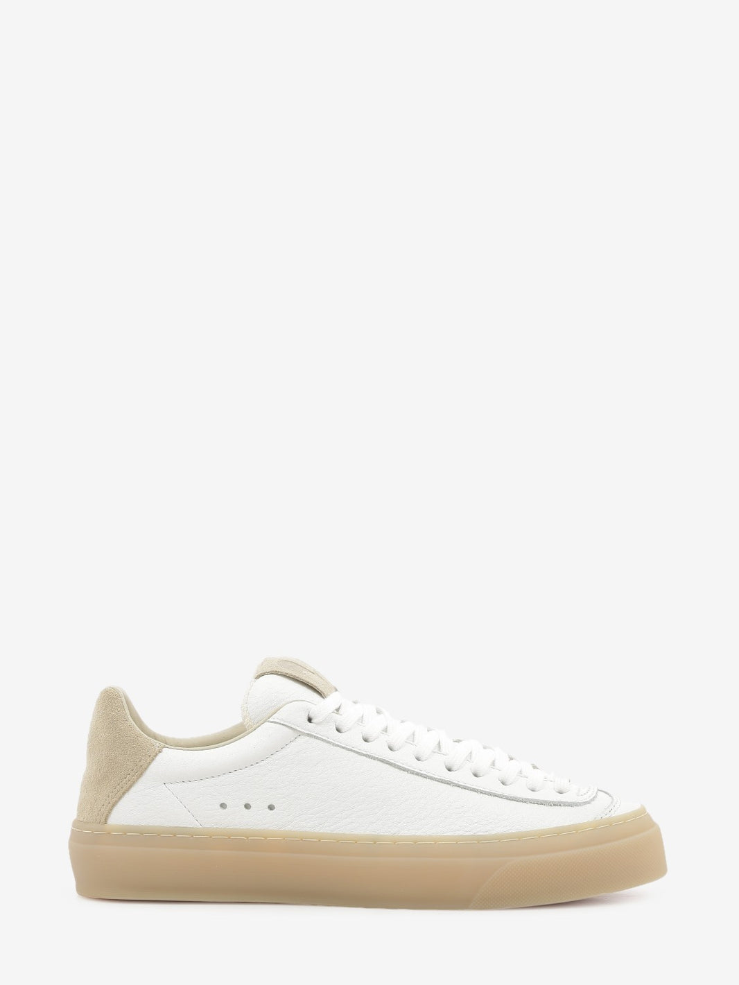 White / light honey leather sneakers