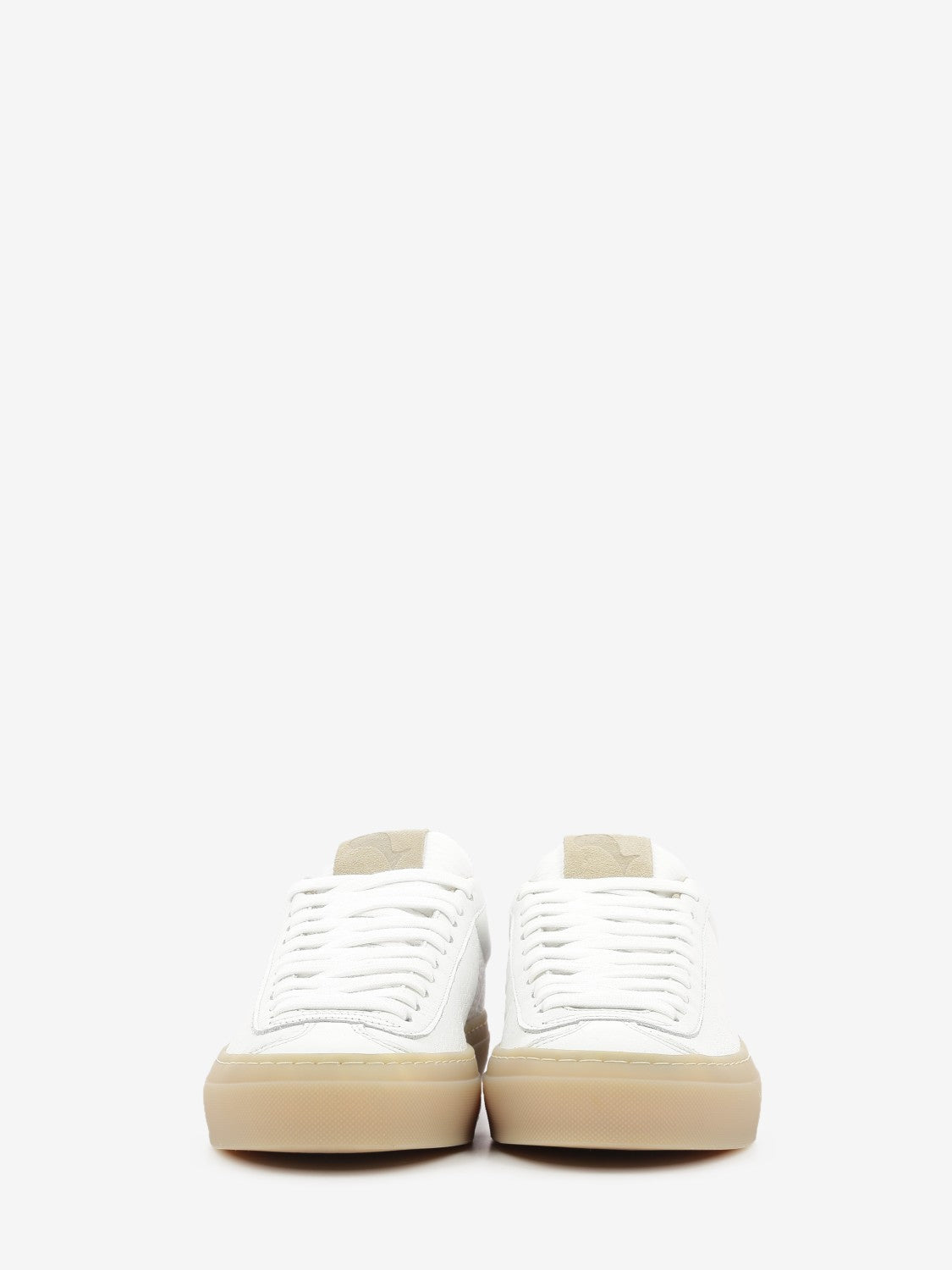 White / light honey leather sneakers