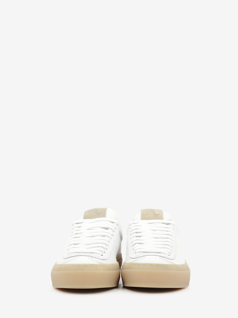 White / light honey leather sneakers