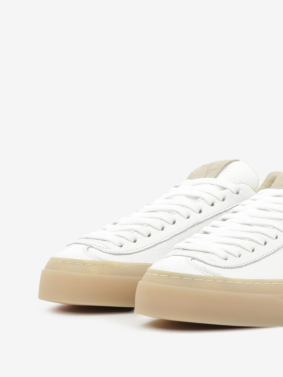 White / light honey leather sneakers