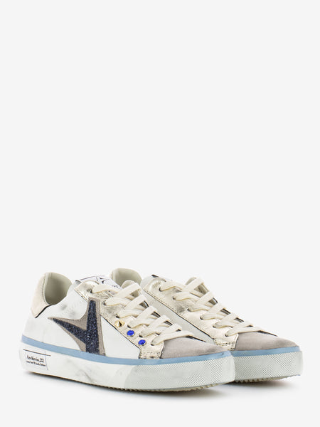 Sneakers Student #827  bianco / grigio / azzurro