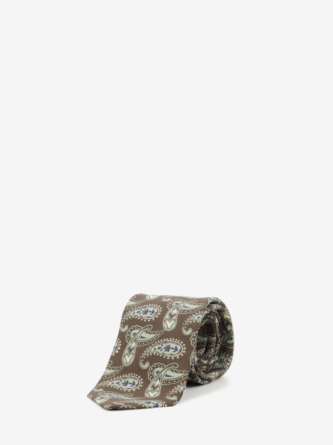 Brown / green paisley silk tie