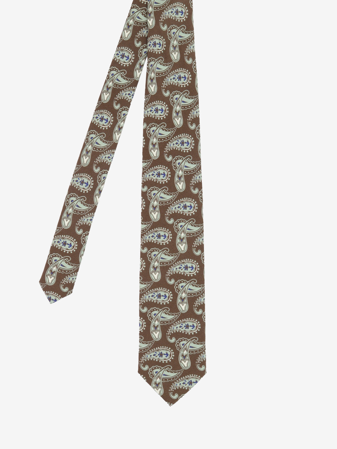 Brown / green paisley silk tie