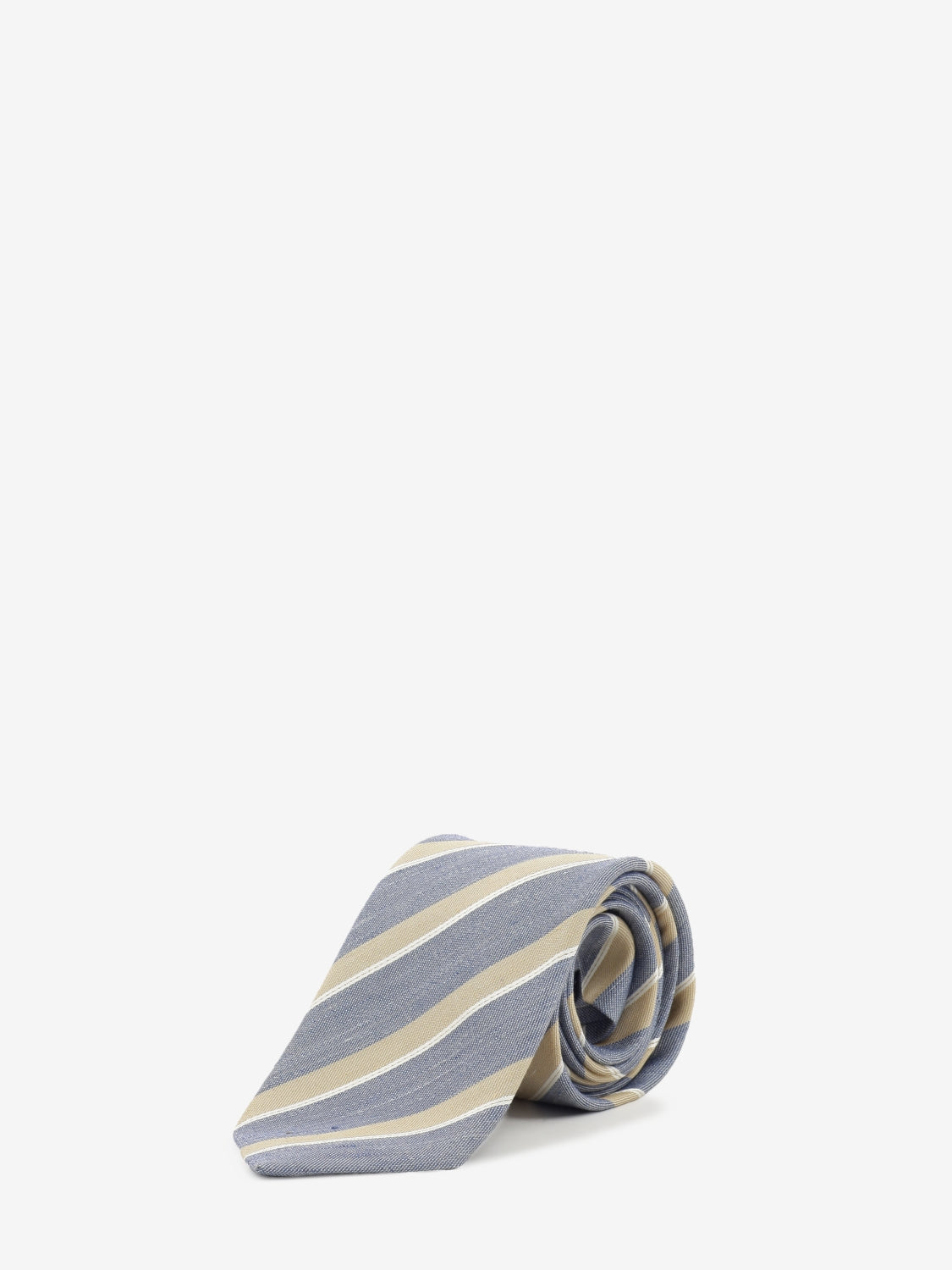 Blue / beige striped silk tie
