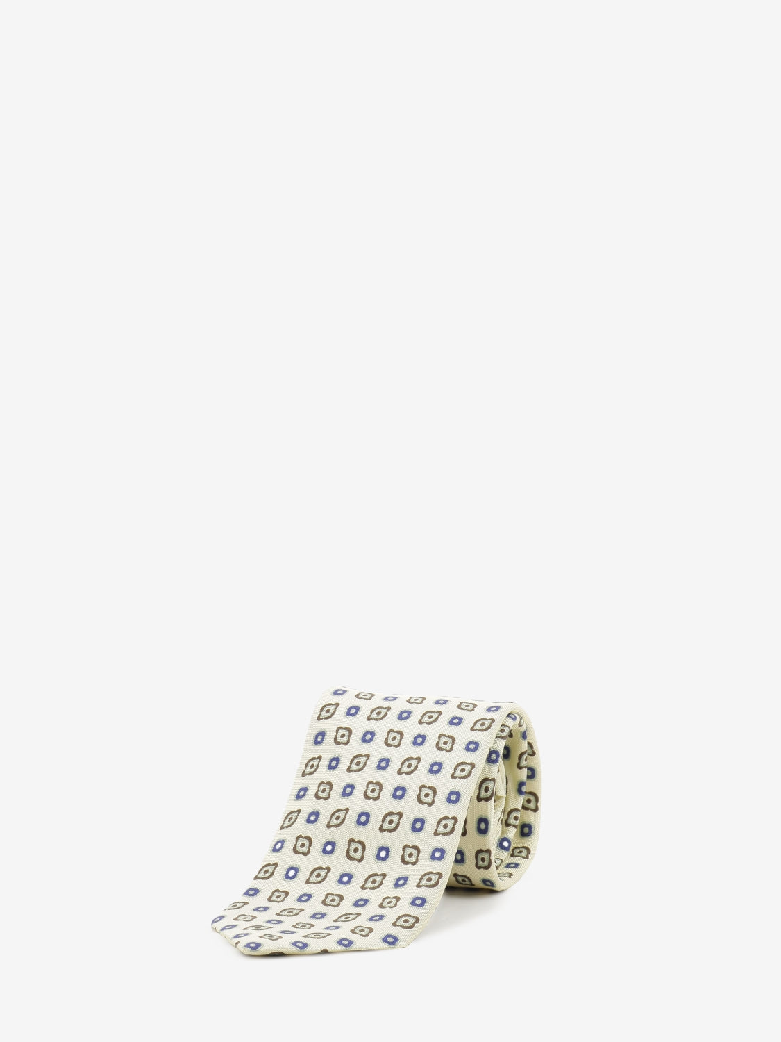 Patterned white silk tie