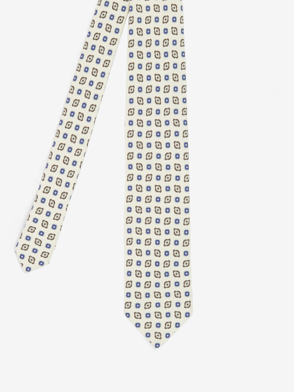 Patterned white silk tie