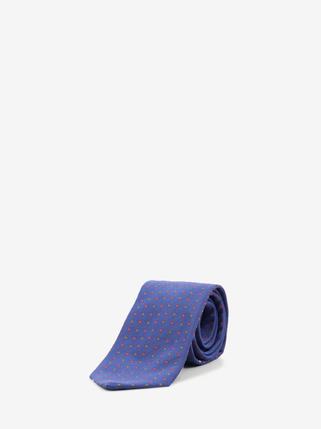Blue micro-patterned silk tie