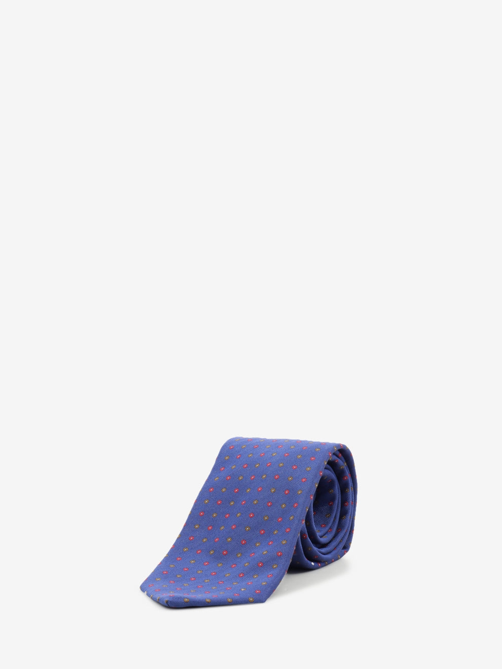 Blue micro-patterned silk tie