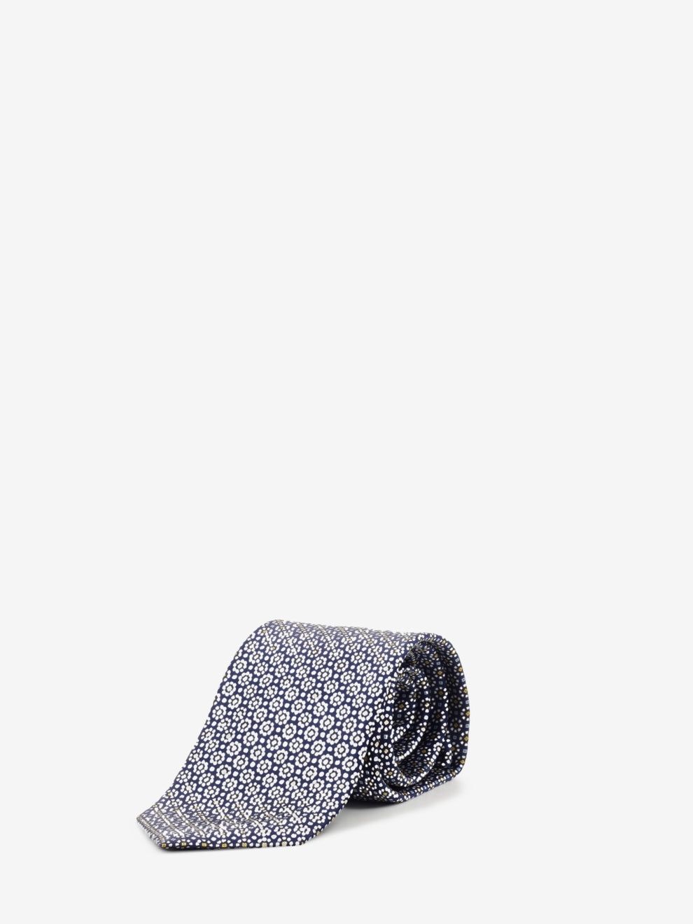 Blue micro-patterned silk tie