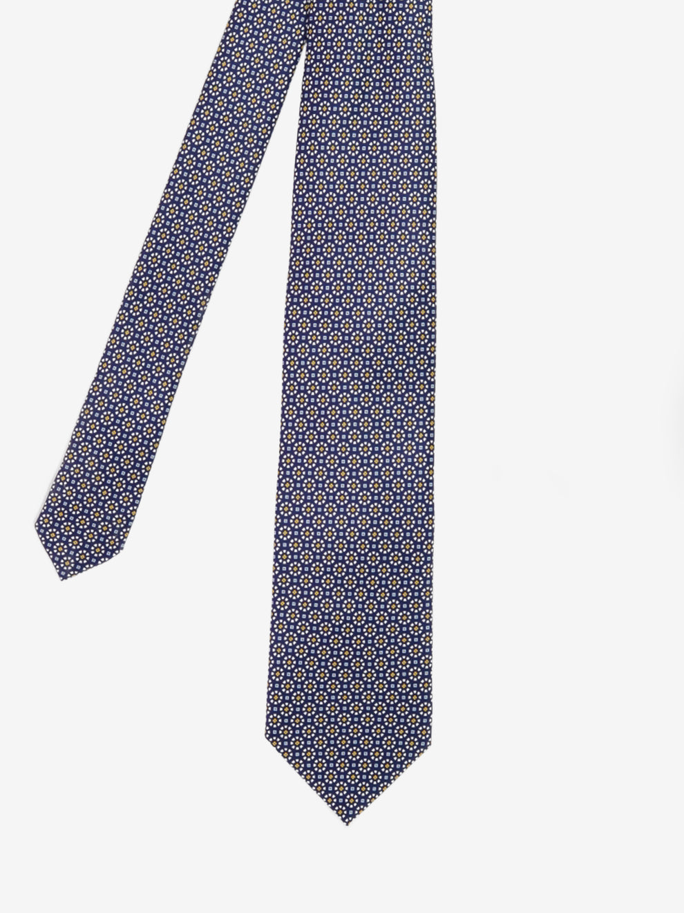 Blue micro-patterned silk tie