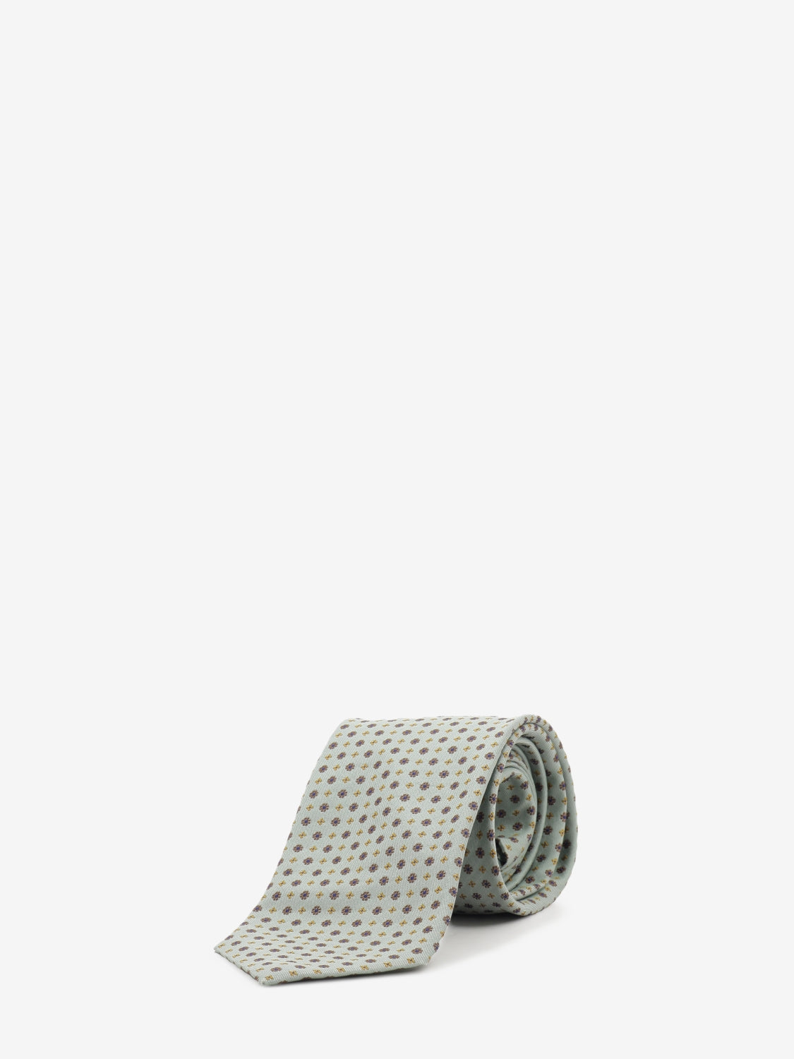 Green micro-pattern silk tie